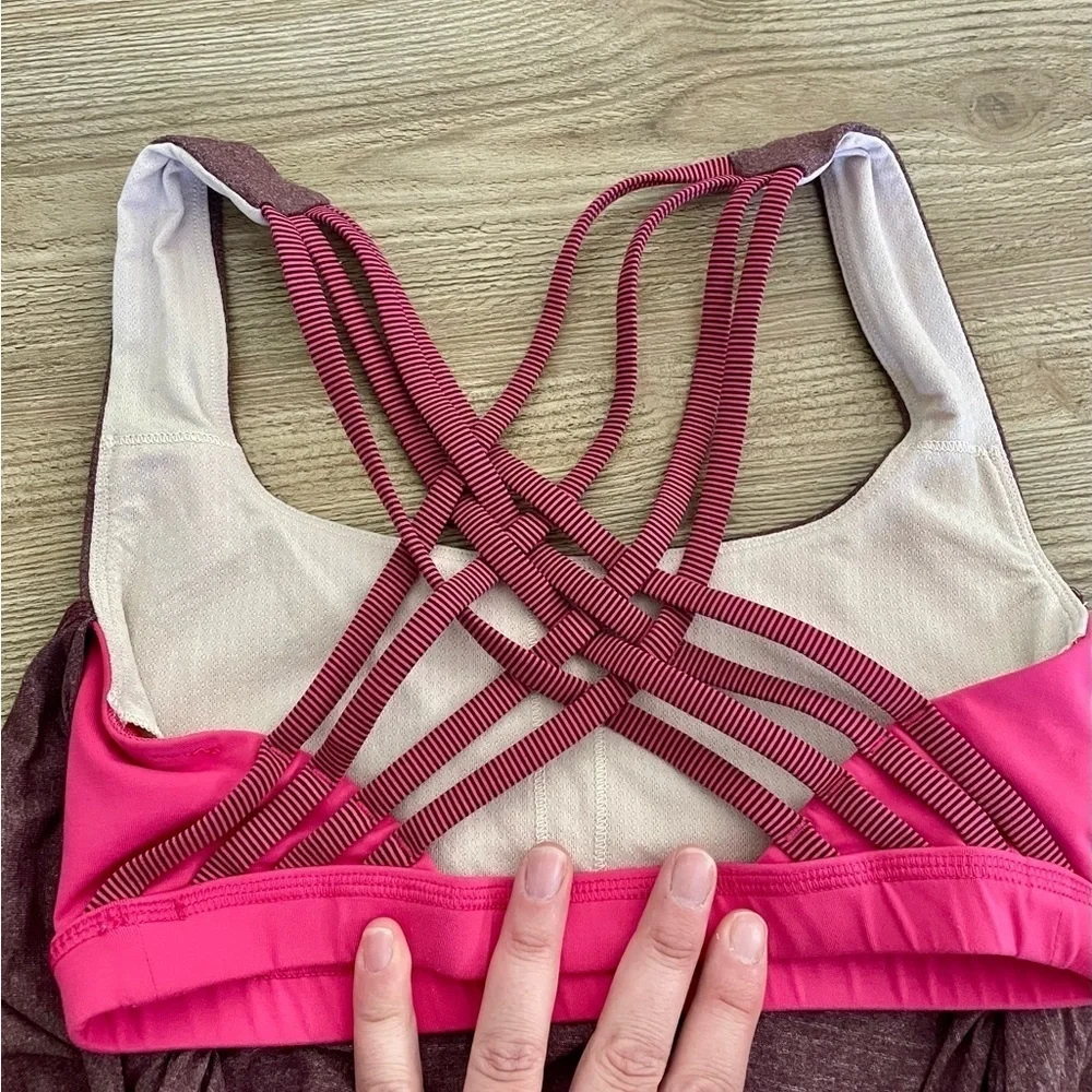 LULULEMON WILD TANK Top 2-in-1 Heathered Black Cherry/Electric Coral Size 2